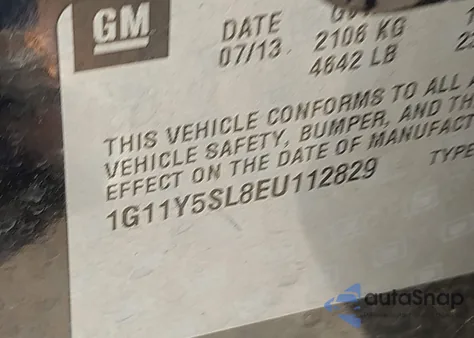 2014 Chevrolet Impala 1Ls z USA, uszkodzony, nr VIN 1G11Y5SL8EU112829